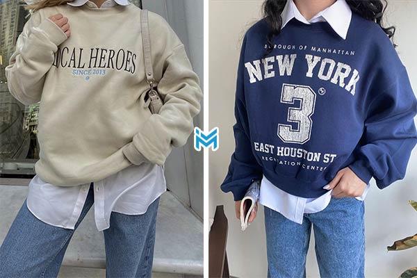 هودی اورسایز با مانتو و شلوار لی